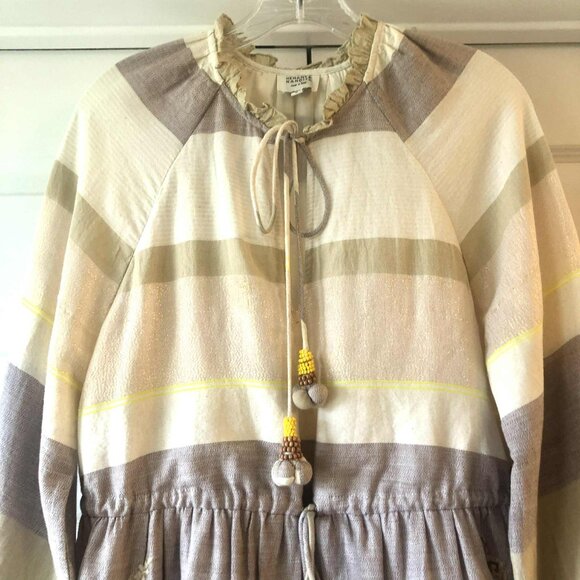 New HEMANT & NANDITA Mana Stripe Tassel Ties Boho Mini Dress M MSRP $330 - Picture 7 of 9